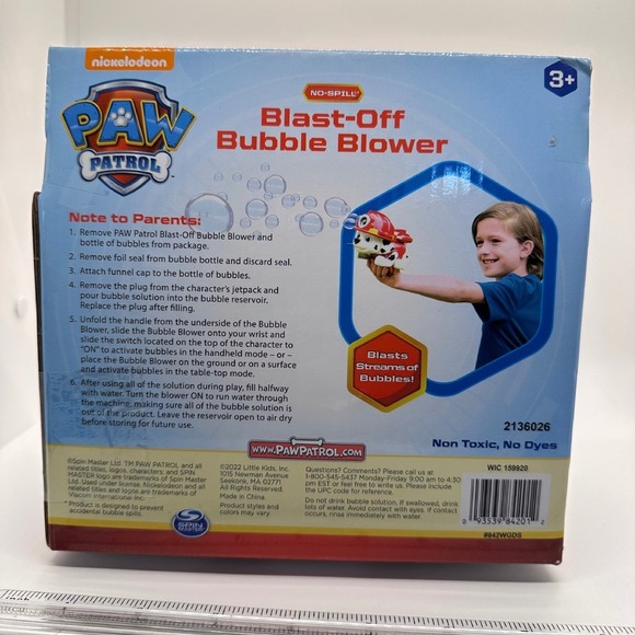 Paw Patrol Marshall Bubble Blower - Blast-Off No-Spill - Tabletop Handheld‎ - Picture 6 of 14